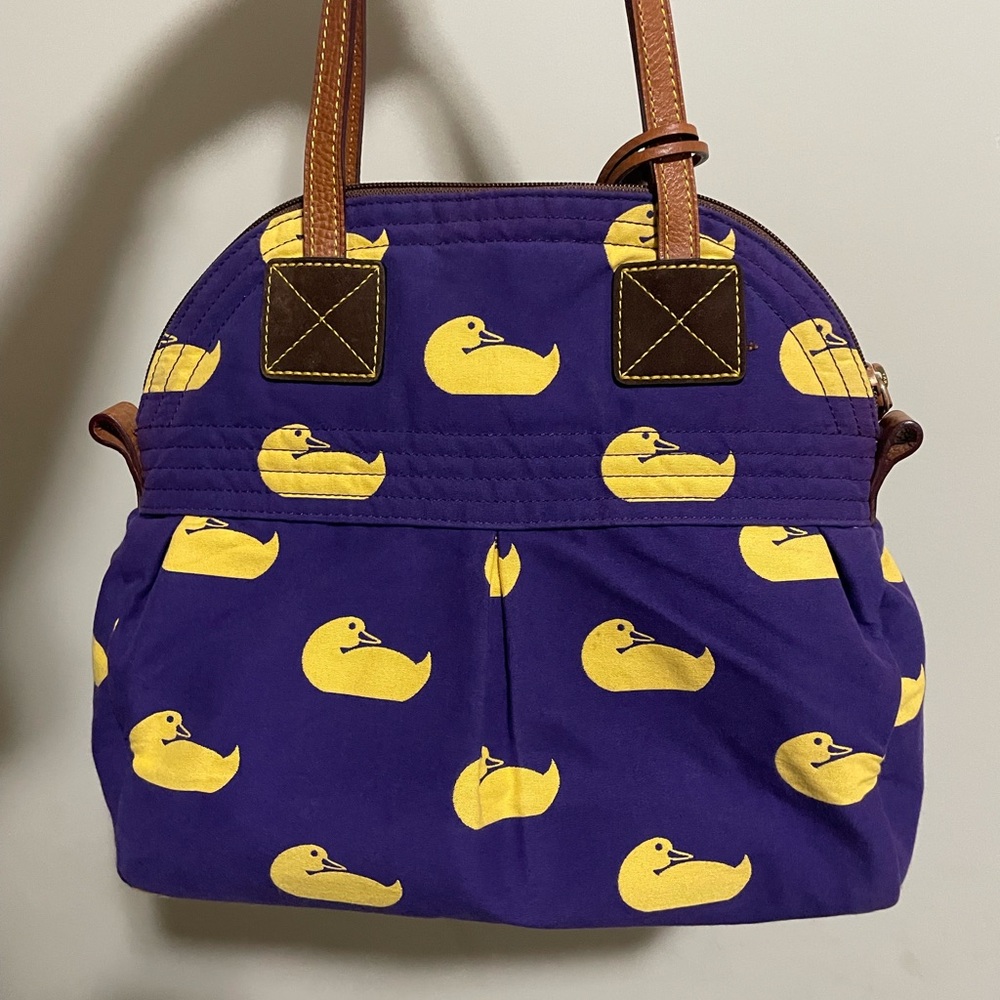 Dooney & Bourke Purple and Yellow Duck Print Shoulder Bag - Picture 5 of 11